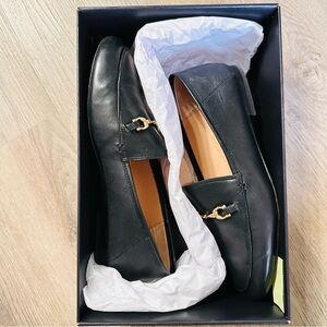 Coach Black Leather Horsebit Loafers